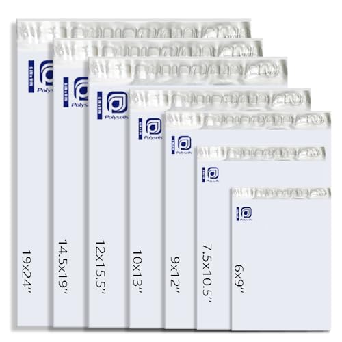 POLYSELLS 1000 pcs 9x12 Inches White x Silver Poly Mailers Shipping Envelopes, Strong Adhesive Sealing, Waterproof, and Tear-resistant Postal Mailing Bags for Clothing and Accessories - size: 9"x12" 1000 PCS