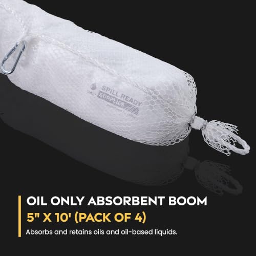 Oil Only Absorbent Boom 5" x 10' (4-Pack) - Hydrophobic Oil Absorbent Boom - size: 5" x 10'