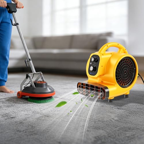 Air Mover 1/4 HP 1000 CFM Air Blower Fan, Carpet Dryer Fan, Floor Dryer - color: Yellow