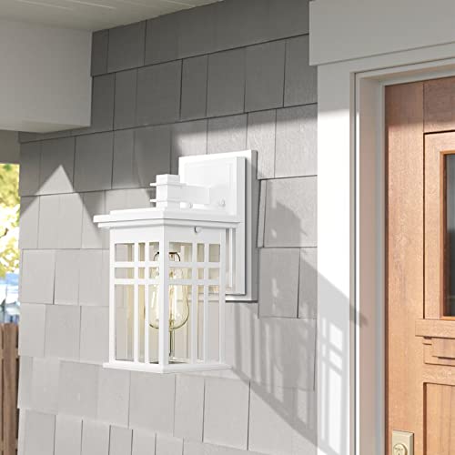 zeyu 2 Pack Outdoor Porch Lights Wall Mount - Modern Outside Lights for House Die-Cast Aluminum with Clear Glass Shade, White Finish, 20068B1-2PK WH - color: White - 2 Packs, size: Medium