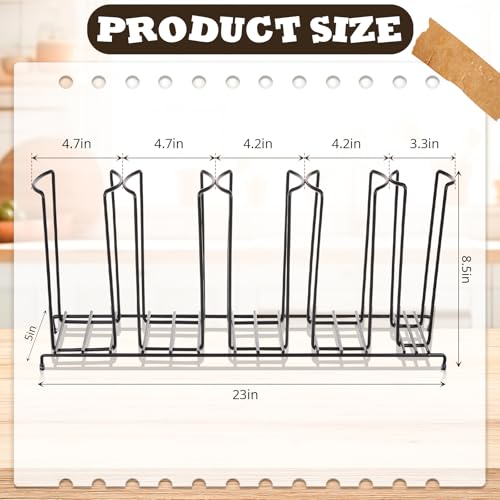 Maxdot 2 Pcs 5 Section Coffee Cup Organizers 23 x 5 x 8.5 Inch Wire Rack Coffee Cup and Lid Holder Black Iron Lid Dispenser Countertops Station Organizer for Kitchen Storage Essentials - size: 23 x 5 x 8.5 Inch