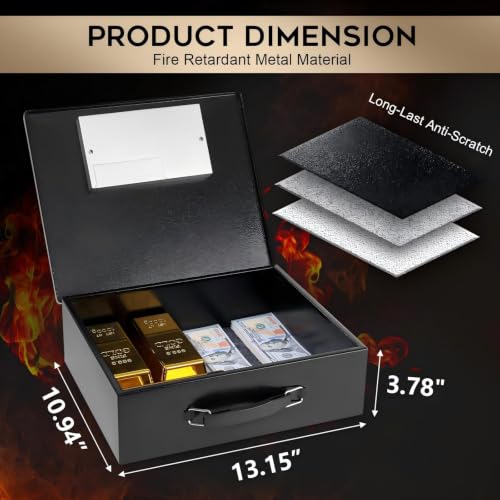 Dalmbox Fire Resistant Document Lock Box Safe Digital Keypad,Black - color: BLACK DIGITAL KEYPAD LOCK, size: Large