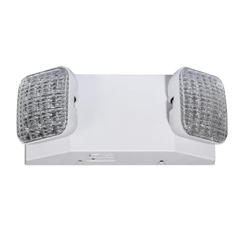 GZRUIYANG Emergency Lights with Battery Backup, LED Commercial Emergency Lighting Fixtures Two Head Adjustable, UL 924 Certified, Hardwired Emergency Exit Light for Business - 1 Pack(White) - color: White, size: 1 Pack