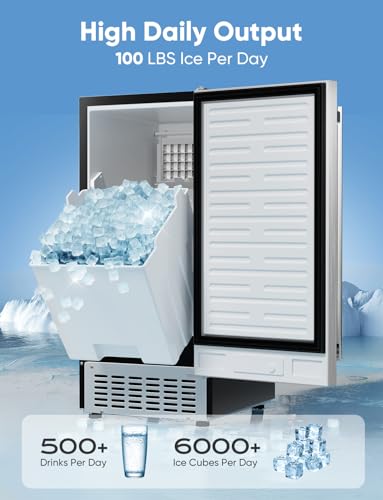 Coolski Commercial Undercounter Ice Maker Machine, 130lbs/Day