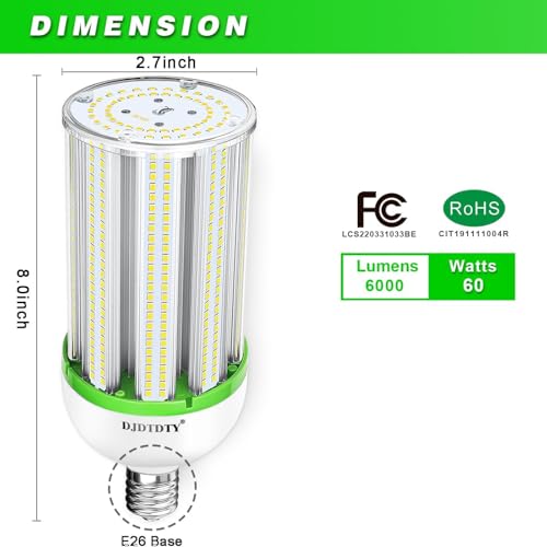 3-Pack is More economical,60W LED Light Bulb, E26 Base with, 5000K 6000LM LED Light Bulb for Garage Warehouse Workshop Barn (5000K, 60Watts) - size: 60Watts