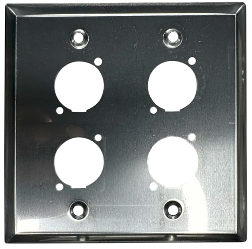 DIYTECH XLR Wall Plate Blank and XLR Panel Combo - Perfect for Professional Audio Setups in Studios, Theaters, and Conference Rooms - Easy to Install and Durable Design (4 Port Stainless Steel) - style: 4 Port Stainless Steel