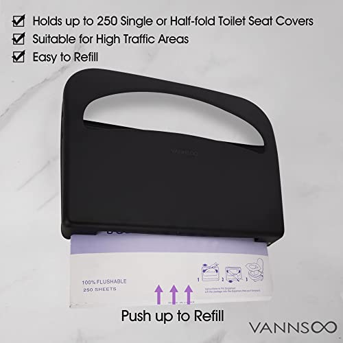 Toilet Seat Cover Dispenser - Stainless Steel Wall Mount (Black) - color: Matte Black