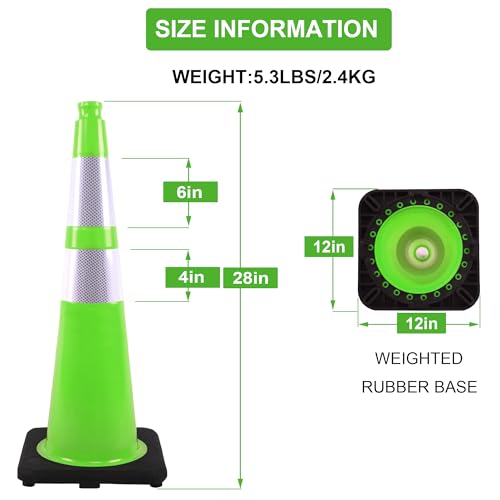 OrangeStar 8 Pack 28" Traffic Safety Cones, Green Cones Construction Cones - color: Green, size: 28in