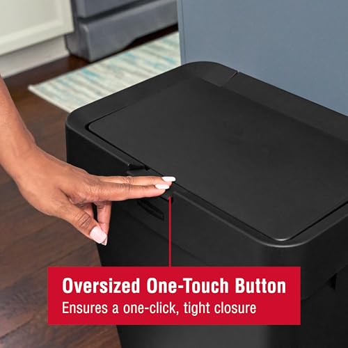 Rubbermaid Touch-Top Kitchen Trash Can with Lid, 12.2 Gallon, Black, Garbage Container for Home/Kitchen/Apartment/Garage - style: New Touch-Top
