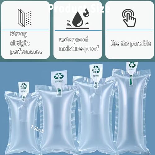 100 Count Inflatable Air Pillows for Shipping, Self-Sealing Packaging Air Bags, PE/PA Box Filler & Void Fill for Moving, Eco-Friendly Alternative to Packing Peanuts with Manual Pump (3.9x7.9 inch) - size: 3.9x7.9 inch