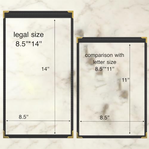 10Pcs Black PVC Clear Menu Cover 8.5x14, 1 Page 2 View - color: black with gold corners, size: 1 Page - 8.5" * 14"