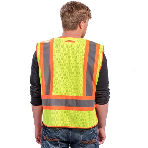 High Visibility Safety Vest – ANSI Class 2 Breakaway Vest with 5 Pockets, Yellow with Adjustable Hook and Loop Closure, Breathable Mesh, Heavy Duty Work Wear for Men or Women, 3 Pack (Medium/Large) - size: Medium-Large