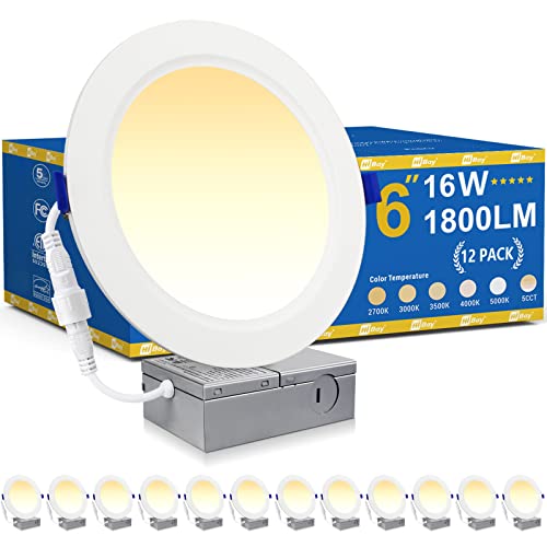 HiBay 6in 12-Pack Canless LED Recessed Lighting, 1800lm 4000K, Dimmable - color: 4000K, size: 12 Pack