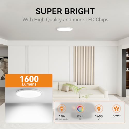 WKONCLDY 8-Pack 7.5Inch LED Ceiling Lights, 5 Colors Selectable Flush Mount Ceiling Lights, Ultra Thin LED Ceiling Lights Fixtures 0.87Inch for Dinning Room - color: White, size: 7.5in-8Pack