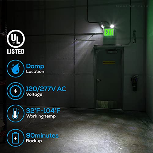 TORCHSTAR 4-Pack LED Green Letter Exit Sign with Emergency Lights White - color: White-Green
