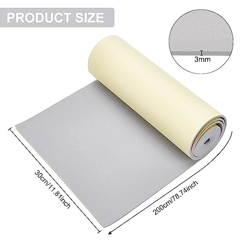 BENECREAT 3mm Thick Light Grey Self-Adhesive Eva Foam Roll 78.7x11.8 Inch Sticky Craft Foam, Adhesive Backed Foam Roll for Furniture Protection, Gap Filler, DIY Crafts - color: Light Grey - 3mm Thick, size: 3mm Thick