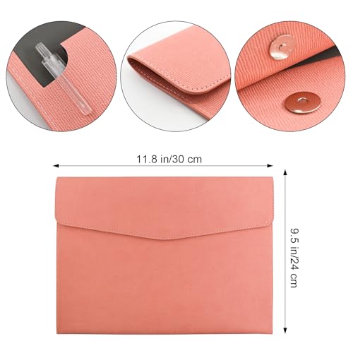 VANRA 1 Piece PU Leather Envelope File Folders Holder A4 Paper Organizer - color: Pink