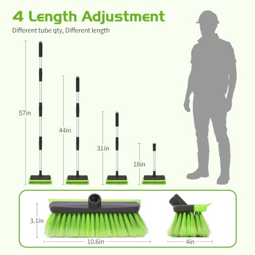 Ordenado 56" Car Wash Brush with Long Handle, Soft Bristle& Rubber Squeegee - color: Green