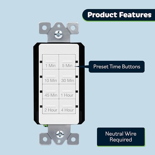 TOPGREENER Countdown Timer Switch, for Bathroom Fans, Lights, Ventilation - color: White, size: Light Timer Switch