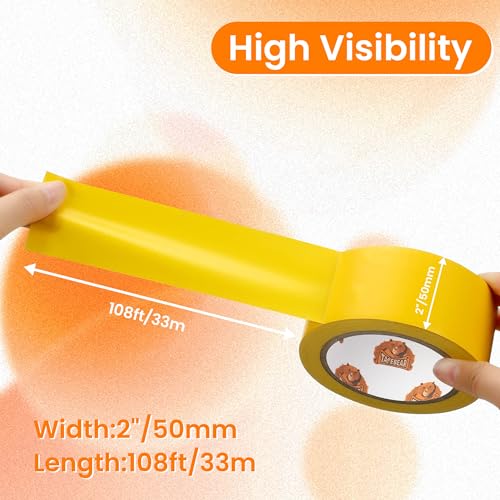 TAPEBEAR Floor Tape Yellow Vinyl Tape 2" x 36 yds Safety Warning Stripe - color: Yellow, size: 3Rolls/2" x 36Yards