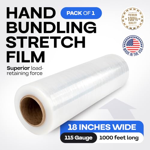 IDL Packaging 18" x 1000', 115G Strong Hand Stretch Wrap Roll - USA-Made - size: 18" X 1000', 115 Gauge
