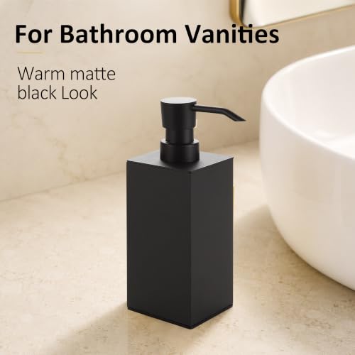 BGL Black Soap Dispenser for Kitchen & Bathroom, Modern Square Liquid Hand Soap Pump, Rustproof Matte Black Lotion Dispenser with Non-Slip Bottom, Fingerprint Resistant - color: Black-countertop
