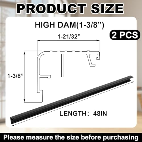 2 Pcs 48" L Fixed Vinyl Sill Threshold Cap 1-3/8 Inches High, Black - color: Black, size: 1-3/8,48 Inch