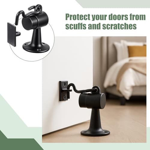 Yaocom 2 Pack Floor Mounted Door Stops, 3.5 Inch, Black - color: Black