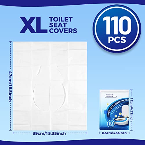YGDZ Toilet Seat Covers Disposable (110 pack), XL Flushable Toilet Seat Covers Travel Paper Toilet Seat Cover for Kids Potty Training, Adults, Biodegradable Travel Essential Accessories for Airplane - size: B-XL Size