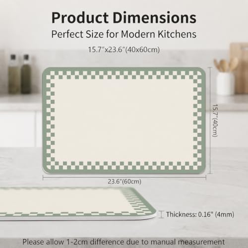 Mellon Coffee Bar Mats for Countertop, Drying Mat for Kitchen Counter - color: Sage