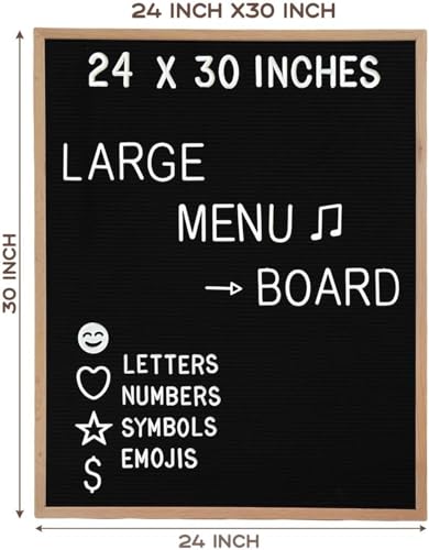Large Felt Letter Board 24x30 Inch with 748 letters, Menu Board Letter, Felt Board Message Board, Changeable Letter Board Black Letter Board Sign Restaurant, Office, Barnwood Frame Letterboard (Light Oak) - color: Light Oak