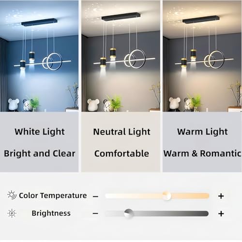 Modern Led Linear Pendant Light, Kitchen Table Chandelier - color: Gold, size: 39in