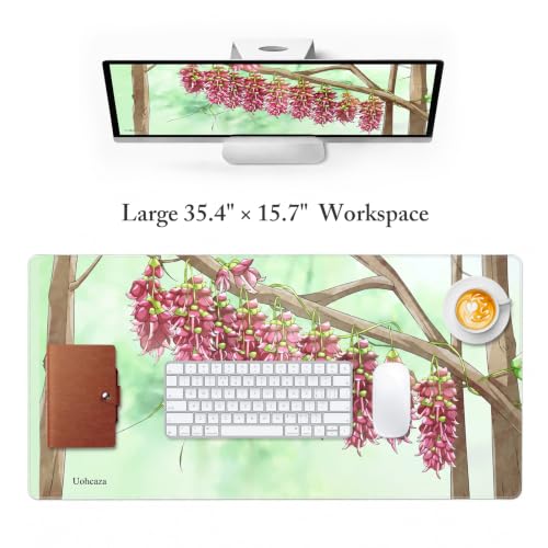 Large Mouse Pad Pink Wisteria Desk Mat Extended Keyboard Cover 35.4 x 15.7 - color: Pink Dream Visteria