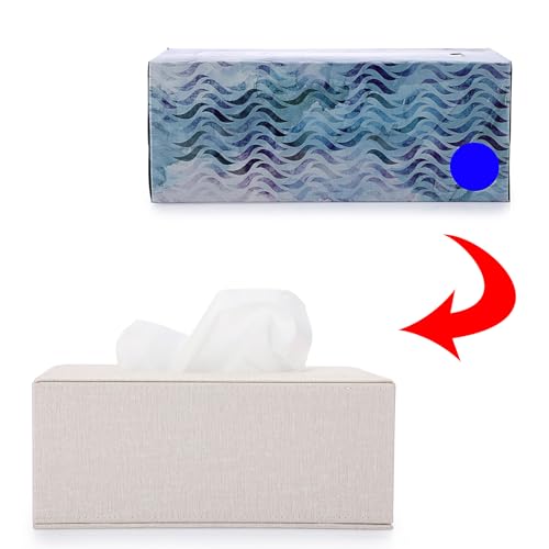 Sumnacon Tissue Box Cover Rectangle Linen Tissue Box Holder,Magnetic Bottom - color: Beige, size: Medium