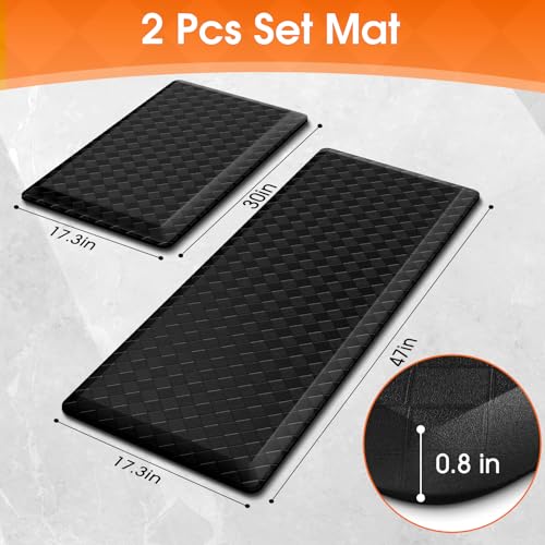TranquilRelax 4/5 Inch Cushioned Anti Fatigue Kitchen Mats for Floor, Black - color: Black, size: 2-Piece | 28"+47" | Extra Thick