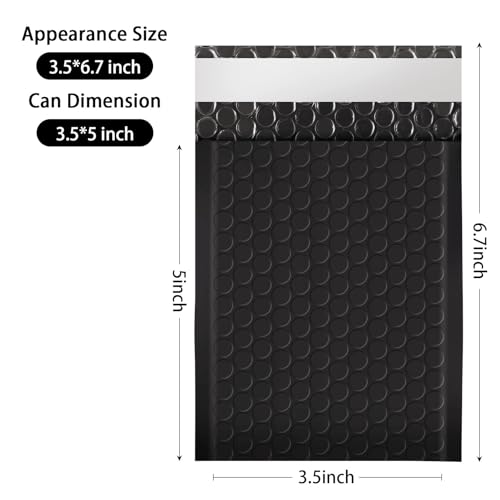 Dasen Bubble Mailers 3.5x5 Inch 50 Pcs,Small Self-Sealing Mail Shipping Bags,Black Padded Envelopes #0000 - color: Black, size: 3.5x5-50Pc