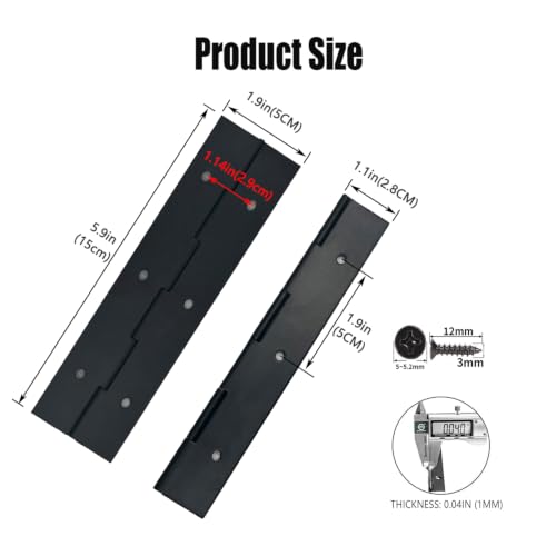 6-Inch 3-Pack Black Heavy Duty Stainless Steel Piano Hinge, Long Hinge, - size: 6inch(black)3Pcs