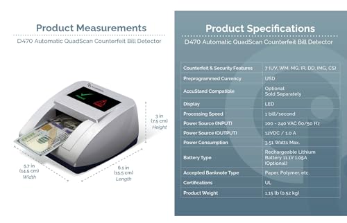 AccuBANKER D470 Quadscan Counterfeit Detector, Battery Bundle - style: Battery Bundle