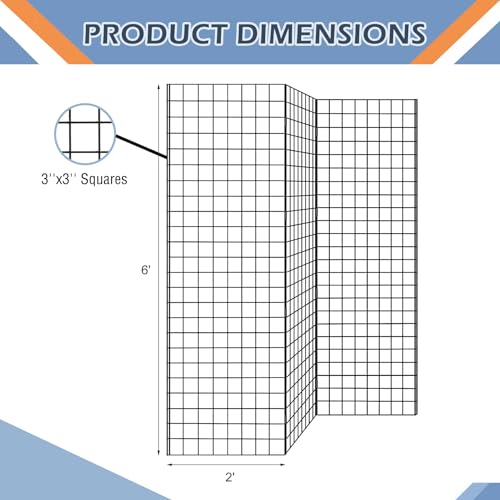 Commercial Grade Gridwall Panels – Z Unit Includes Three 2' X 6' Panels Black Finish Works with All Grid Fixtures and Accessories