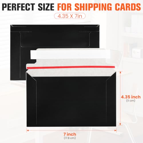 60 Pack Black Rigid Mailers, 7"x4.35" Trading Card Shipping Envelopes for Collectors & Sellers, Perfect Size Shipping Envelopes for Mailing Semi-Rigid and standard rigid card protectors - color: Black