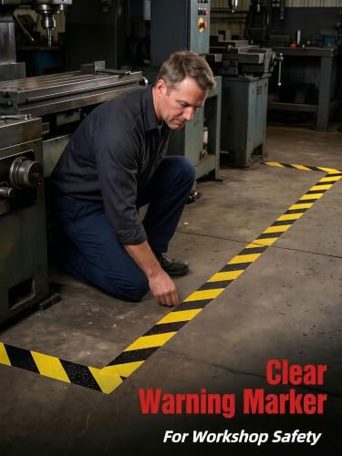 BIGAS Caution Tape, Yellow Black, 2" x50FT Heavy Duty Fabric Floor Tape
