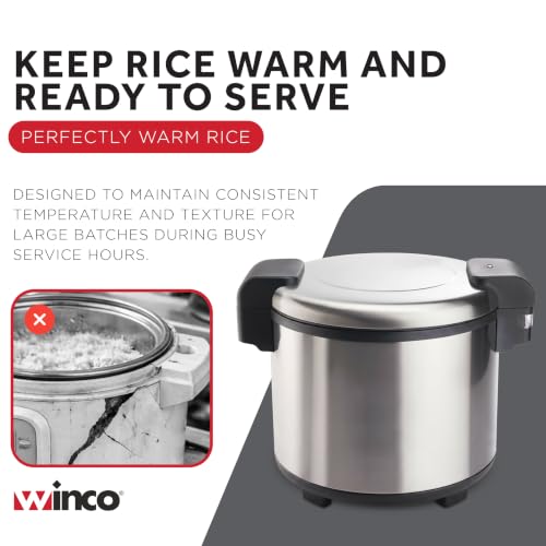 Winco 100 Cups Silver Commercial-Grade Electric Rice Warmer