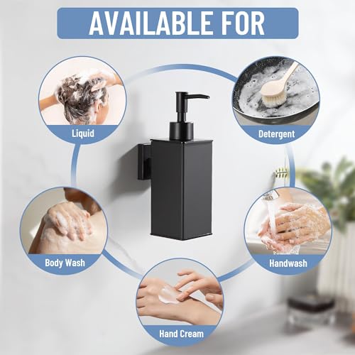 BGL Matte Black Soap Dispenser Wall Mounted for Bathroom - color: Black-wall Mount