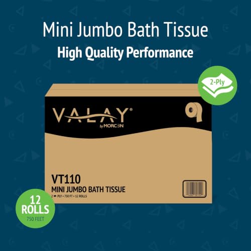 Valay by Morcon Jumbo Toilet Paper, 2-Ply, 12 Rolls, 750 Feet Per Roll