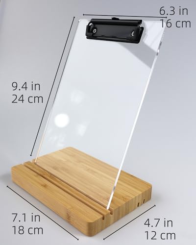 A5 Half Letter Clipboard with Stand,Clear Acrylic Freestanding Memo Size Clipboards,Document Typing Paper Stand,Menu Display Board,Receipt Holder (6"×9") - style: 6"×9"