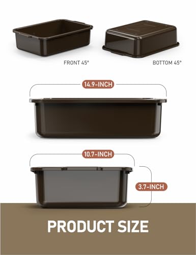 WYT 5-Pack Commercial Bus Tubs Box/Tote Box, Brown Plastic Storage Bin with Handles/Wash Basin Tub (8 Liter) - color: Brown, size: 8 Liter-Brown