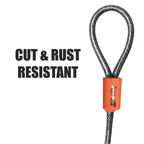 BV 2.5FT Bike Cable with Loops - 5mm (3/16 Inch) Cut-Resistant Braided Steel Cable - Versatile & Weatherproof - Small Security Cable Lock, Security Chain for Padlock, Chain Lock, Wire Lock - color: Single, style: 2.5 FT