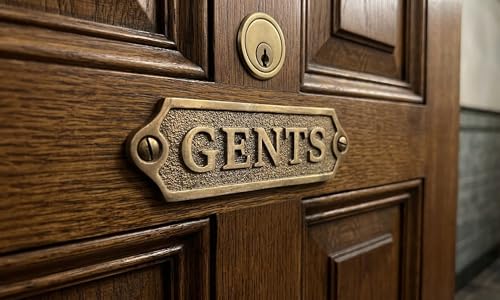 GENTS Metal Restroom Sign | Vintage Antique Brass Men’s Washroom Plaque Durable Commercial-Grade Professional Signage, Easy Mount Office & Business Door Plaque - color: GENTS