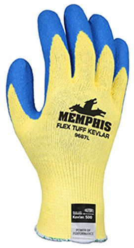 MCR Safety 9687S Flextuff Kevlar Latex Palm Men's Gloves, Small, 1-Pair - size: Small