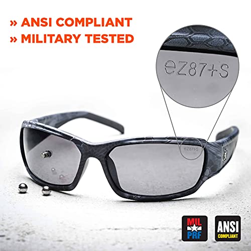 Ergodyne Skullerz ODIN Safety Glasses Sunglasses, Impact Resistant Z87.1+ - color: Matte Black Frame, Silver Mirror Lens